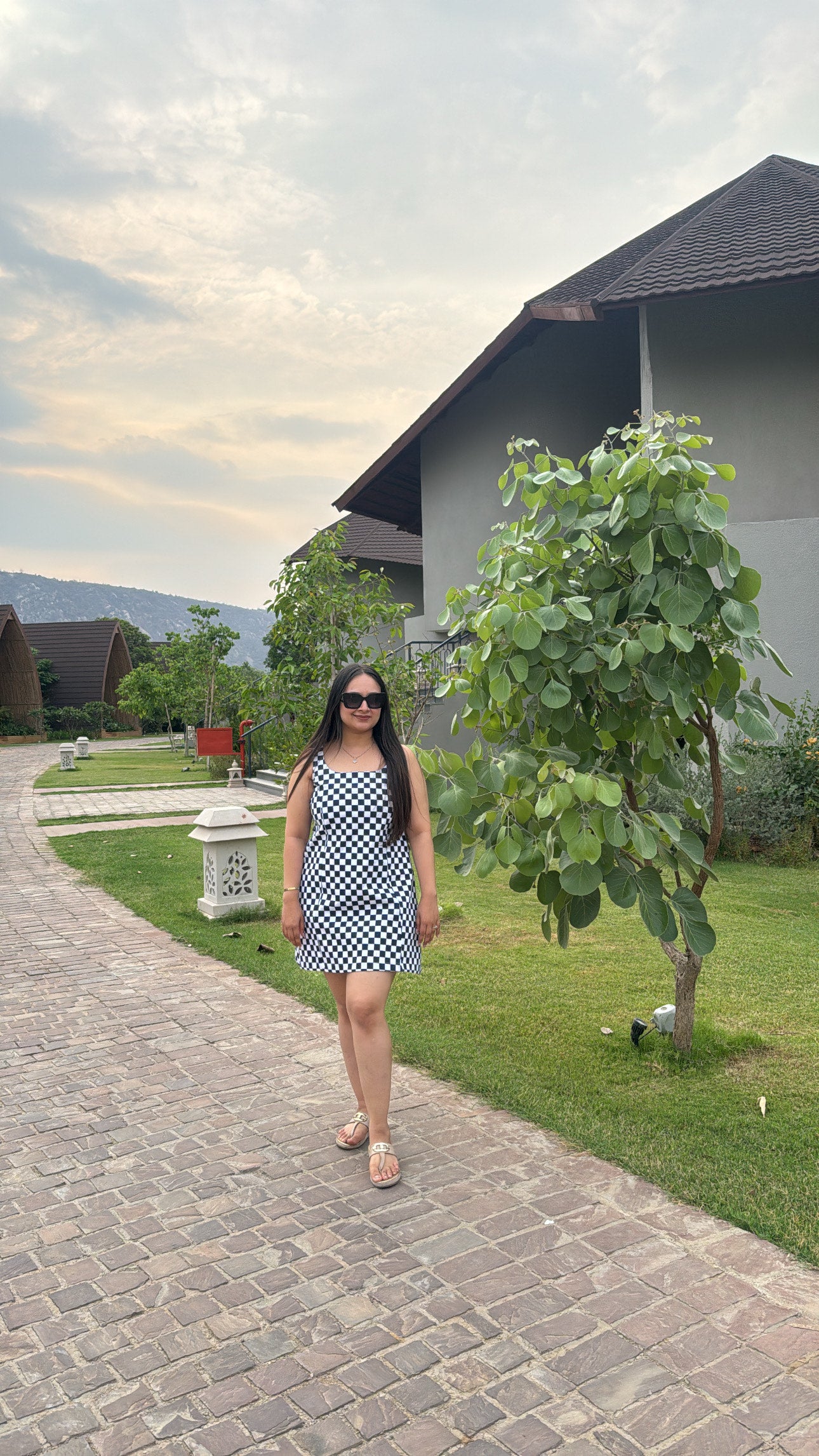 Denim Check Mini Dress