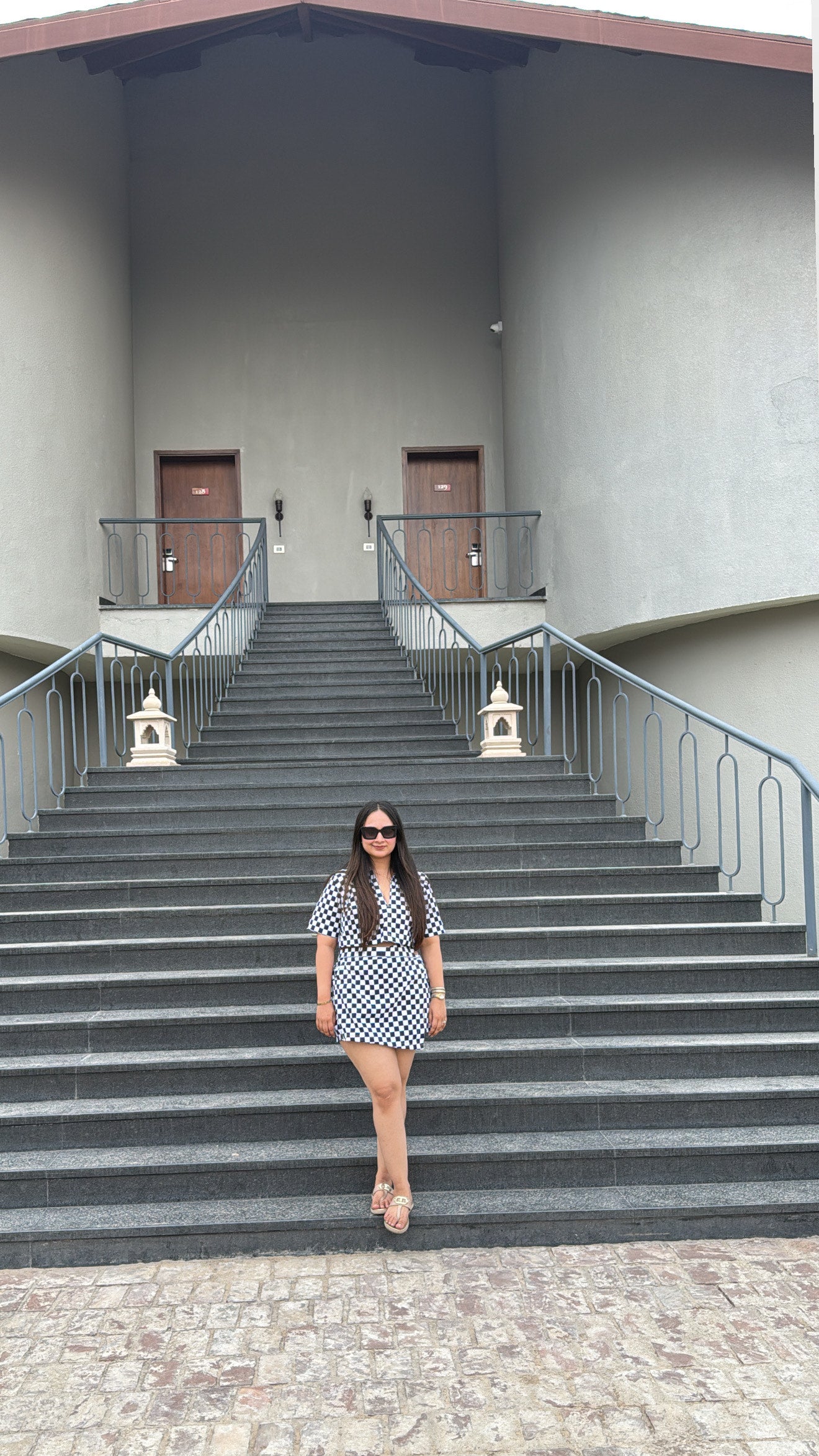 Denim Check Co-ord Set (Top + Skorts)
