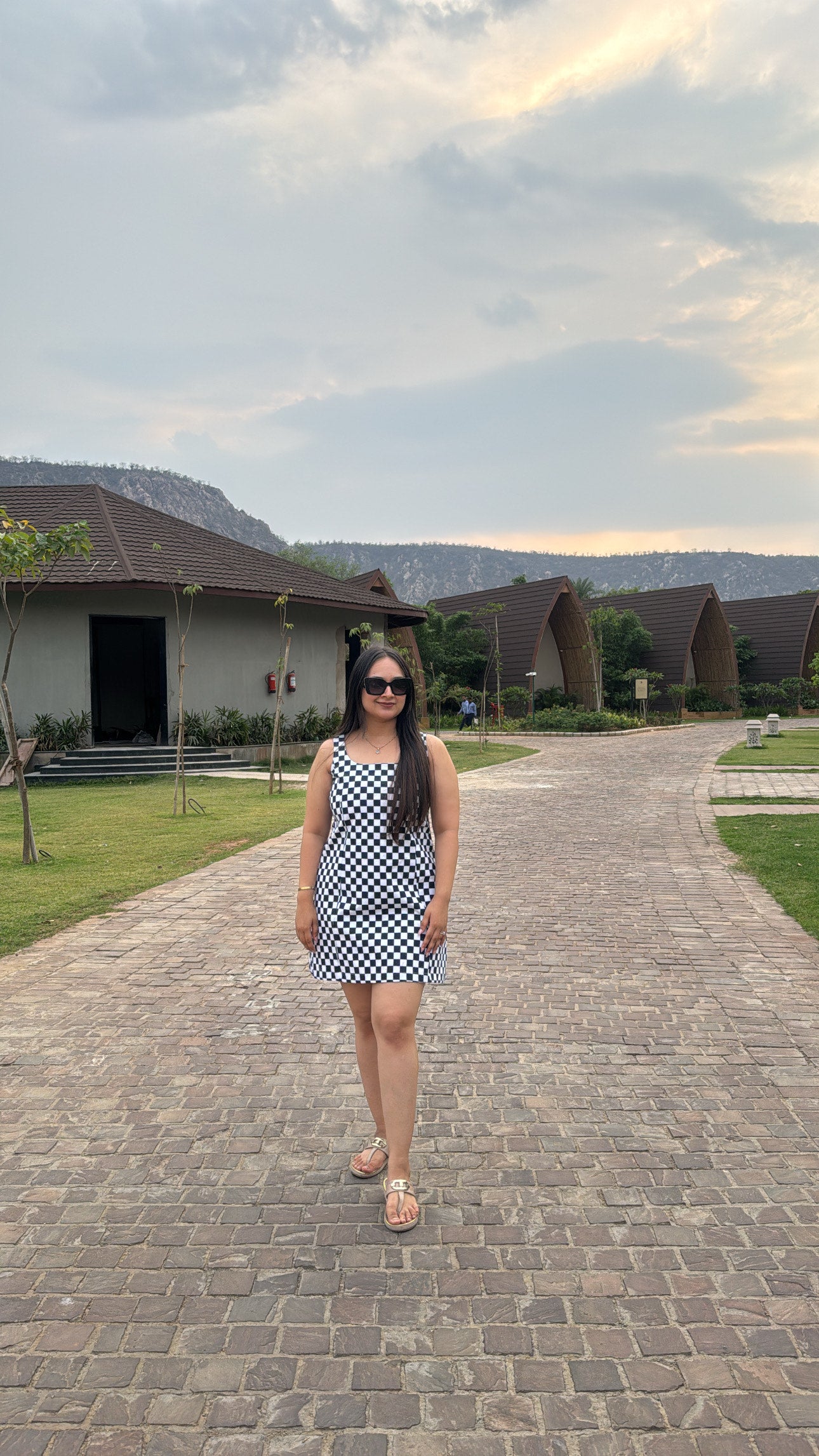 Denim Check Mini Dress