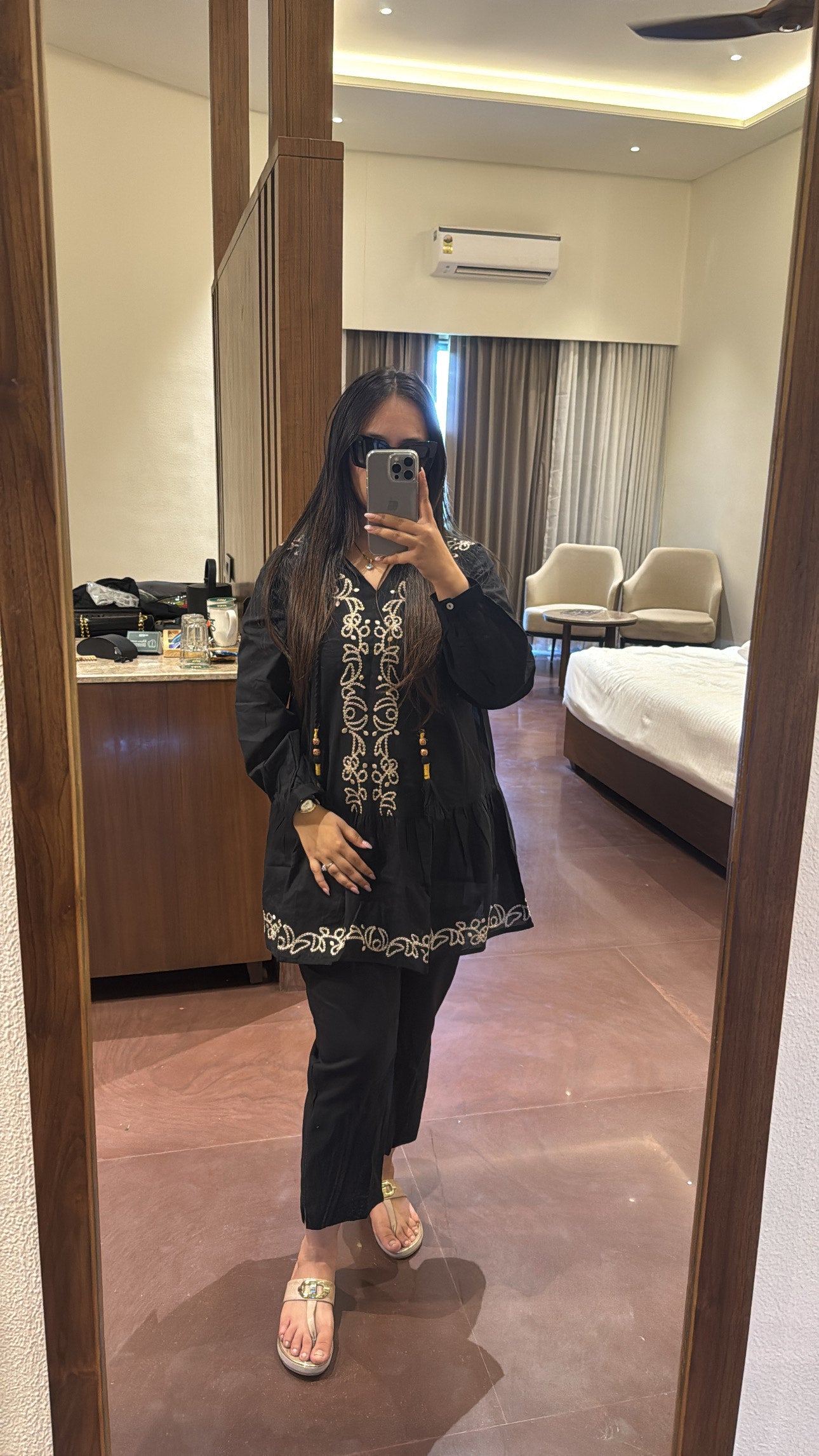 Black Boho Embroidered Dress